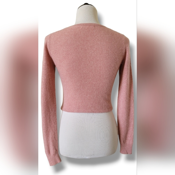 Reformation Cashmere Pink V Neck Cropped Sweater S - Picture 6 of 12
